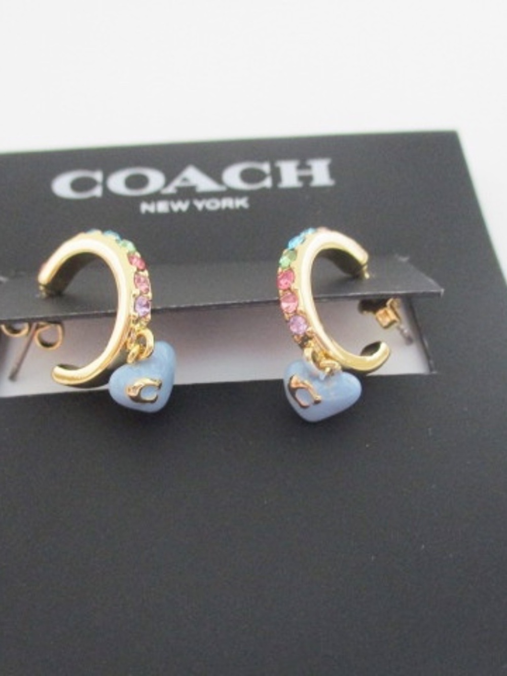 COACH - Heart Charm Huggie Earrings - Picture 2 of 8